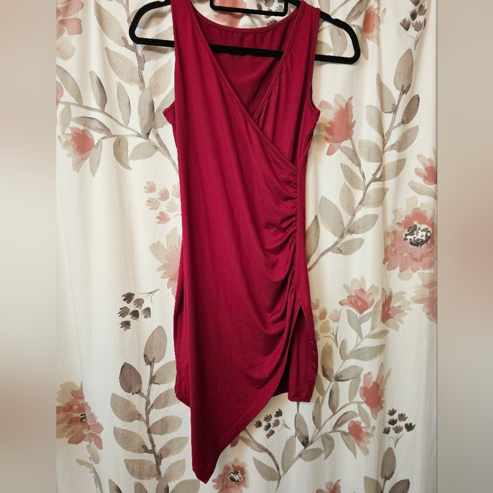 Elegant Asymmetrical Burgunday Dress